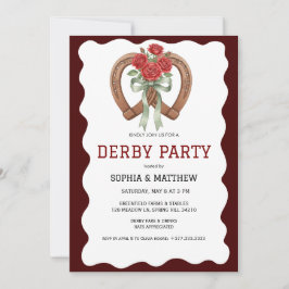 Convite Derby Party Invitation Rustic Horseshoe Roses