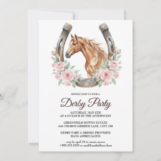 Convite Derby Party Invitation with Horse & Floral Art