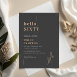 Convite Derramamento moderno minimalista folhagem 60º aniv<br><div class="desc">Convide convidados para o seu casamento com este simples e moderno convite de 60 anos, que contém uma fonte limpa sobre o fundo do carvão. Este convite é perfeito para qualquer estação. Para personalização mais avançada deste design, por exemplo, alteração do layout, da fonte ou do tamanho do texto, clique...</div>