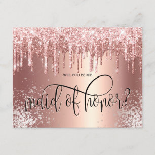 Convite Derramamentos de ouro rosa será minha madrinha de 