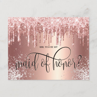 Convite Derramamentos de ouro rosa será minha madrinha de 