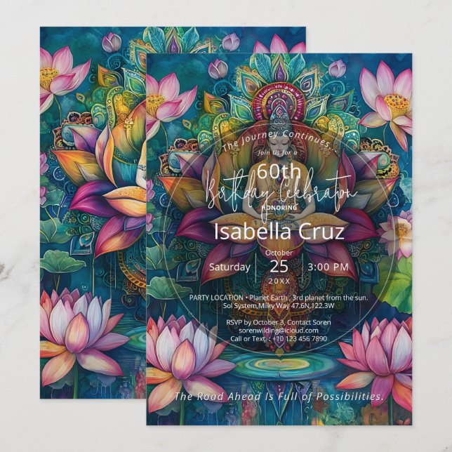 Convite Desabrochando Luz | Design Flor de Lótus (Frente/Verso)