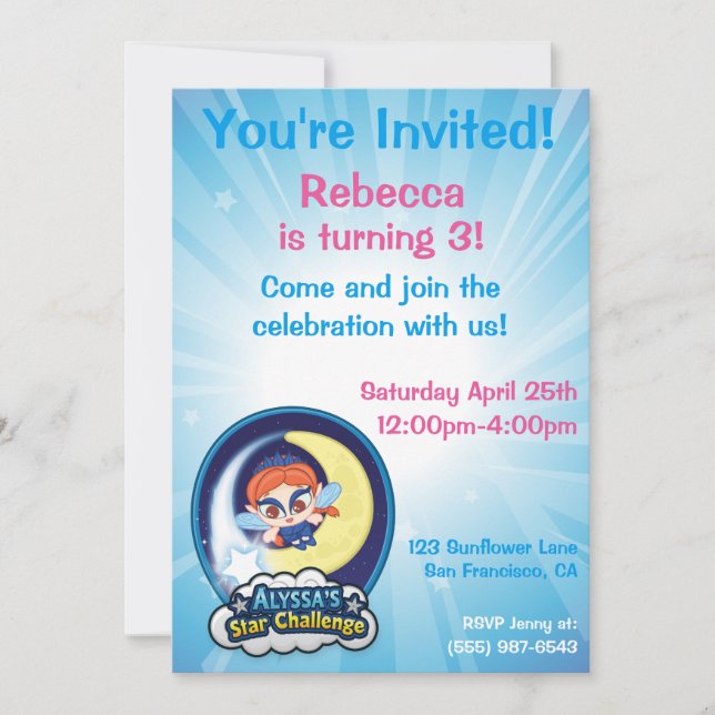 Convite Desafio da estrela de Alyssa (Frente)