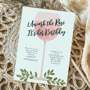 Convite Desarrolhe o Festa de Aniversário de Vinho Rosé Aq