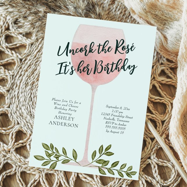 Convite Desarrolhe o Vinho Rosé no Chão de Água Aquarela F (Criador carregado)