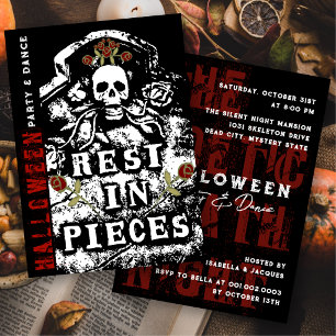 Convite Descansa Em Peças Crânio Lápide Festa De Halloween