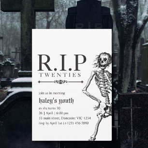Convite Descanse em paz 20 Anos Crânio Engraçado Funeral 3