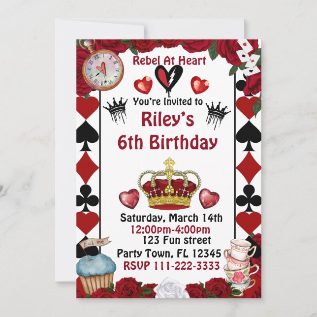 Convite Descendants rise of red custom birthday invitation (Frente)