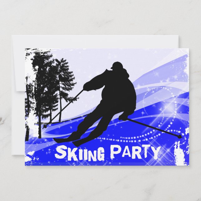 Convite Descida no Ski Slopes Skiing Party (Frente)