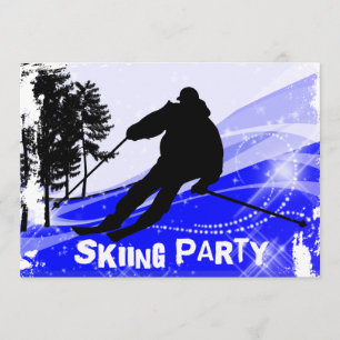 Convite Descida no Ski Slopes Skiing Party