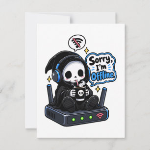 Convite Desculpe, estou offline humor de gamer introvertid