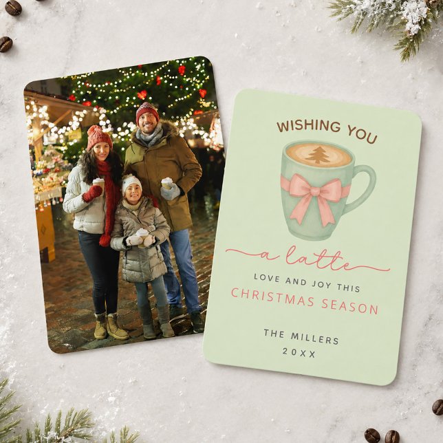 Convite Desejando a Você um Natal com Muito Amor Carta de  (Wishing You a Latte Love Photo Christmas Card)