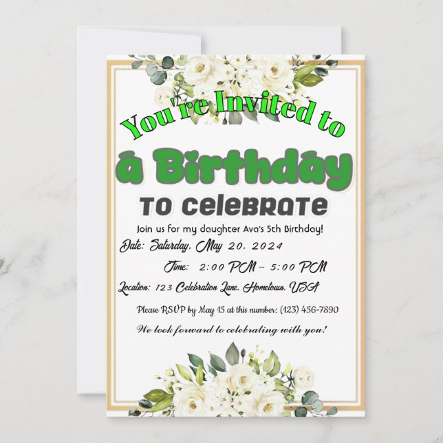 Convite Desejando um Ano Cheio de Alegria! (Frente)