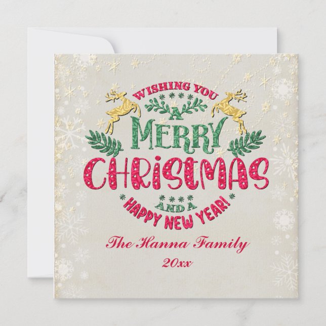 Convite Desejo-lhe um Feliz Natal e um Feliz ano novo (Frente)