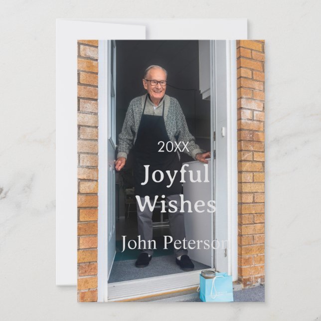 Convite Desejos alegres adicionar nome foto homem feriado  (Frente)