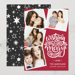 Convite Desejos com Mão Colagem de Fotos de Natal
