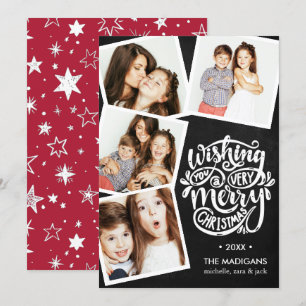 Convite Desejos com Mão Colagem de Fotos de Natal