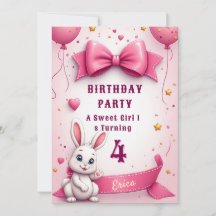 Desejos de Aniversário do Pequeno Coelho Rosa 🐰