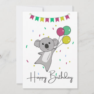 Convite Desejos de Koala Feliz Aniversário Para Você Convi