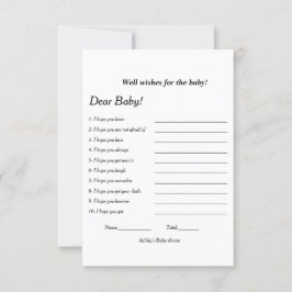 Convite Desejos minimalistas para o jogo do chá de fraldas