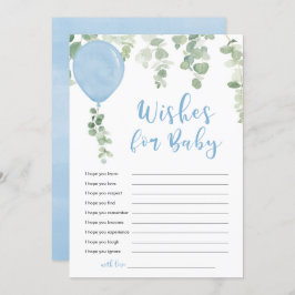 Convite Desejos para balões azuis de bebê