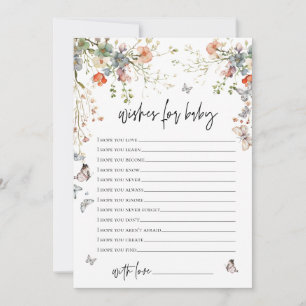 Convite Desejos para Chá de fraldas de flor selvagem bebê