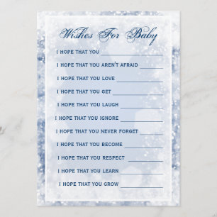 Convite Desejos para Chá de fraldas Night Sparkle Blue