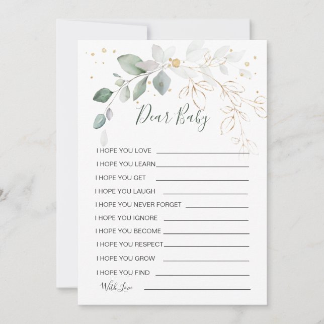 Convite Desejos para Jogo de Chá de Folhagem Dourada para  (Frente)