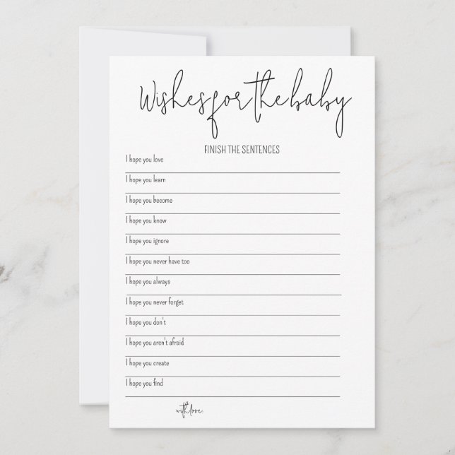 Convite Desejos para o bebê - Jogo do Chá de fraldas (Frente)