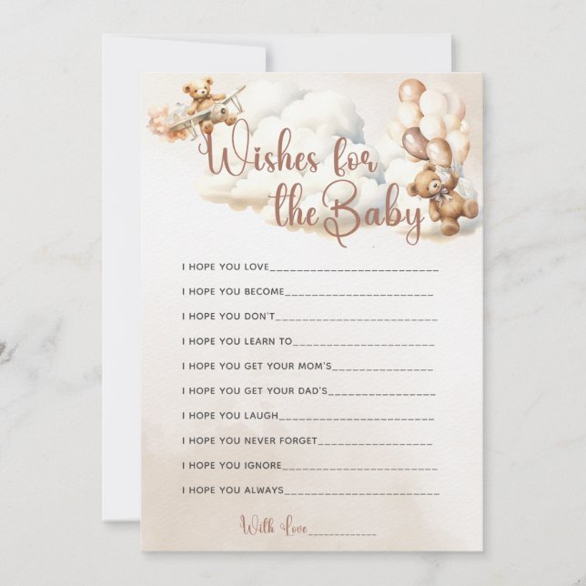 Convite DESEJOS PARA OS Balões de Urso-Justo de Jogo-Chá d (Frente)