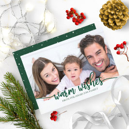 Convite Desejos Quentes Chic Verde Caligrafia Foto Natal
