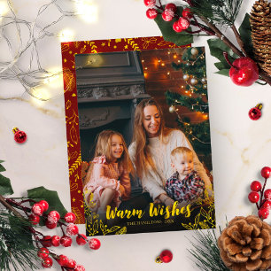 Convite Desejos Quentes de Inverno Folhas Foto Natal