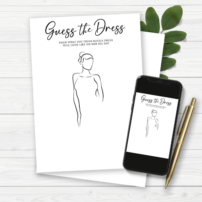 Convite Desenhar do Jogo do Festa do Chá de panela de Vest (Draw the Dress Bridal Shower Party Game)