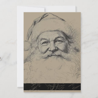 Convite Desenho a lápis do Papai Noel vintage