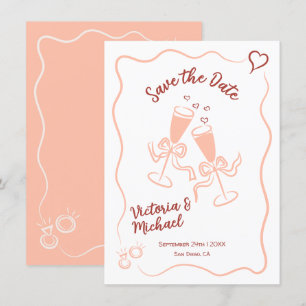 Convite Desenho à Mão Caprichoso Salve a data Casamento