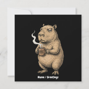 Convite Desenho a Tinta do Capivara Mal-Humorado Café Vint