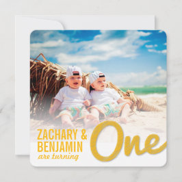 Convite Desenho Amarelo Grande Festa de Um primeiro aniver