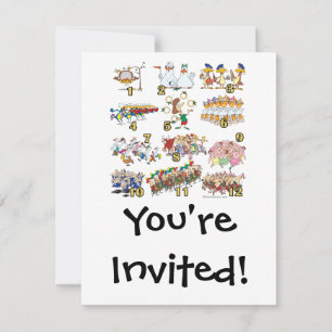 Convite desenho animado de natal dos doze dias