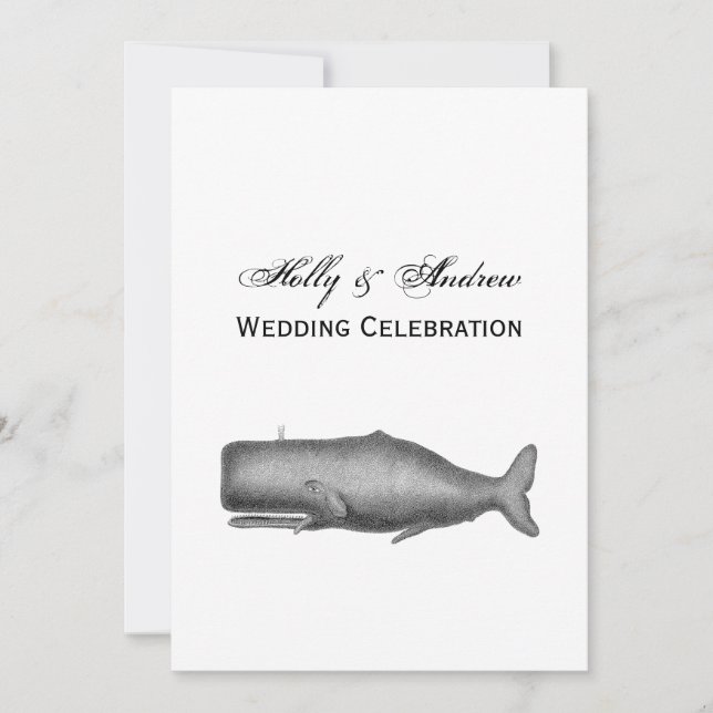 Convite Desenho Antigo de Baleia do Século XIX (Frente)