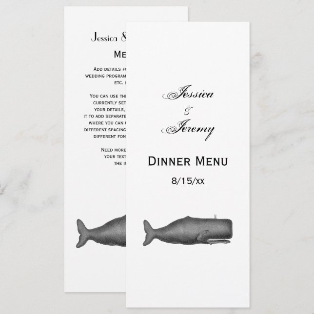 Convite Desenho Antigo de Baleia do Século XIX N (Frente/Verso)