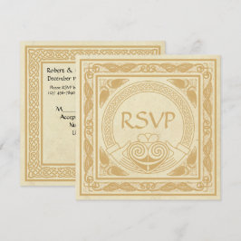 Convite Desenho Celta com RSVP de Casamento Claddagh