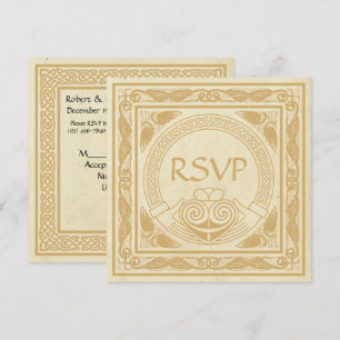 Convite Desenho Celta Com RSVP de Casamento Claddagh