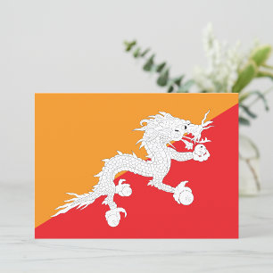 Convite Desenho da Bandeira do Butão com Dragão Branco
