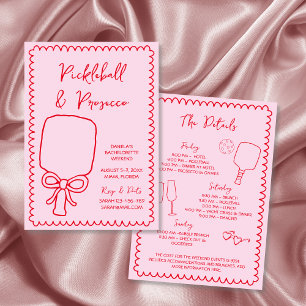 Convite Desenho da Mão de Bachelorette de Pickleball e Pro