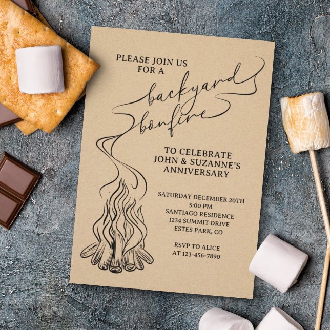 Convite Desenho Da Mão De Bonfire Do Quintal (Criador carregado)