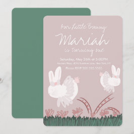 Convite Desenho Da Mão Do primeiro aniversario De Coelhinh