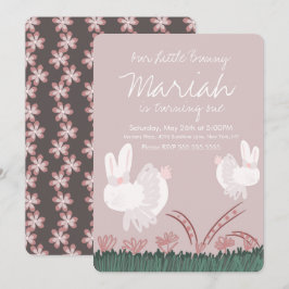 Convite Desenho Da Mão Do primeiro aniversario De Coelhinh