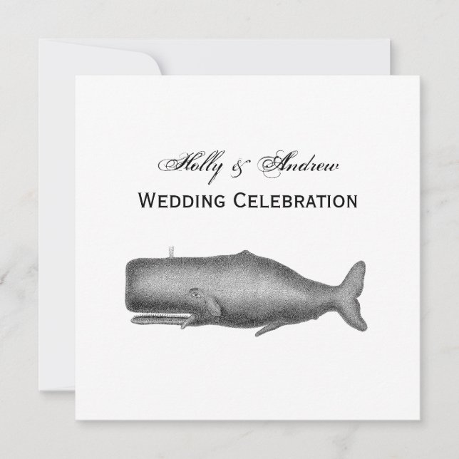 Convite Desenho de baleia do século XIX (Frente)
