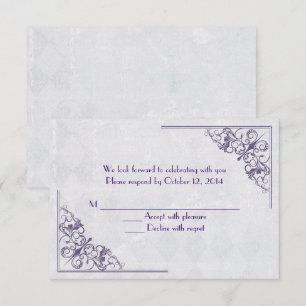 Convite desenho de canto elegante roxo RSVP