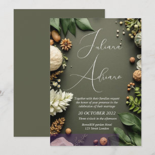 Convite desenho de casamento floral borgonha com rico vinh